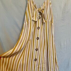Striped Button-Down Dress has a little tear on chest.